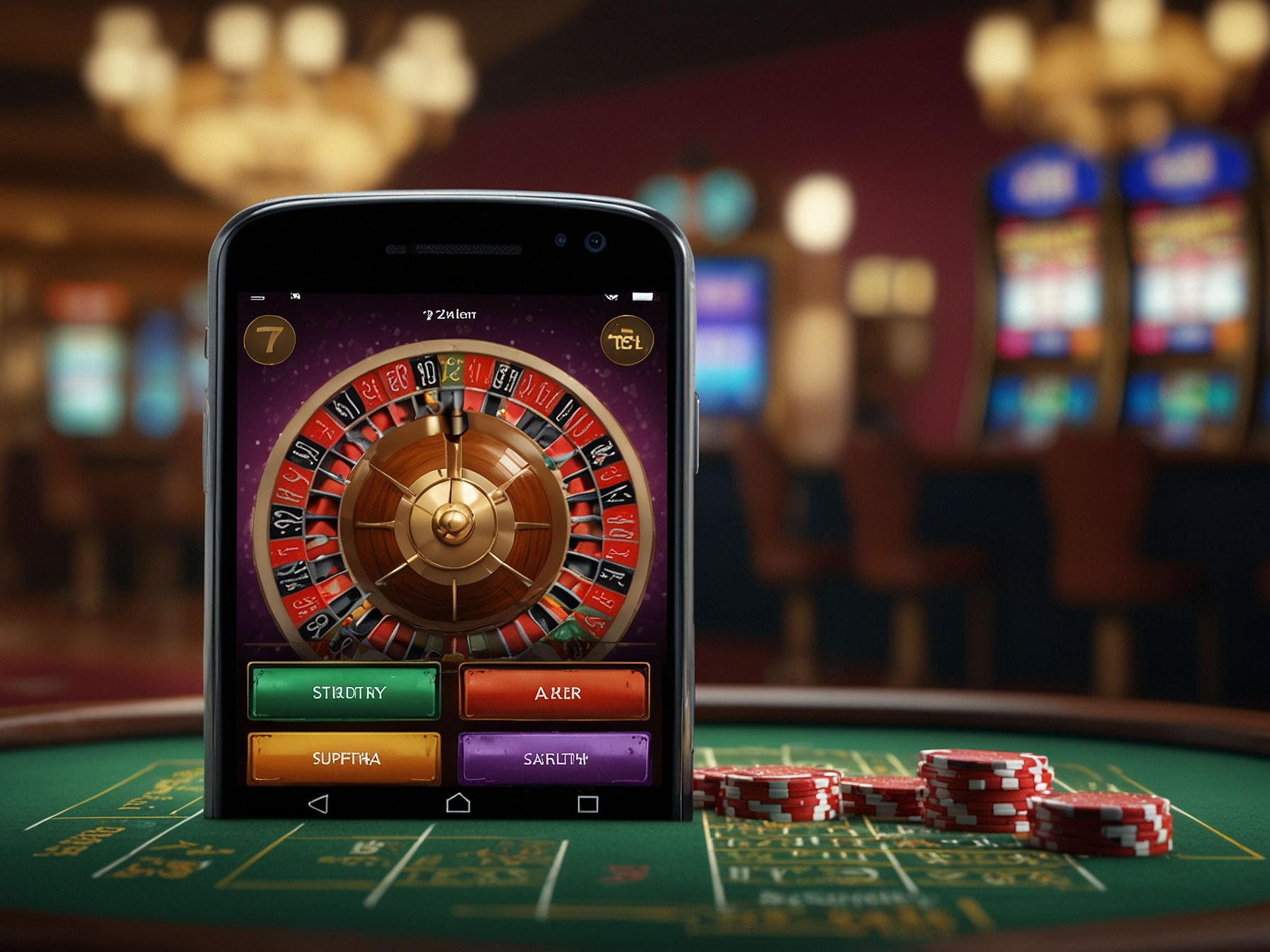 Mobile app shown on smartphone with games